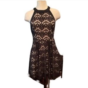 Speechless Lace Black Zipper Sleeveless Halter Party Evening Flare Mini Dress XL